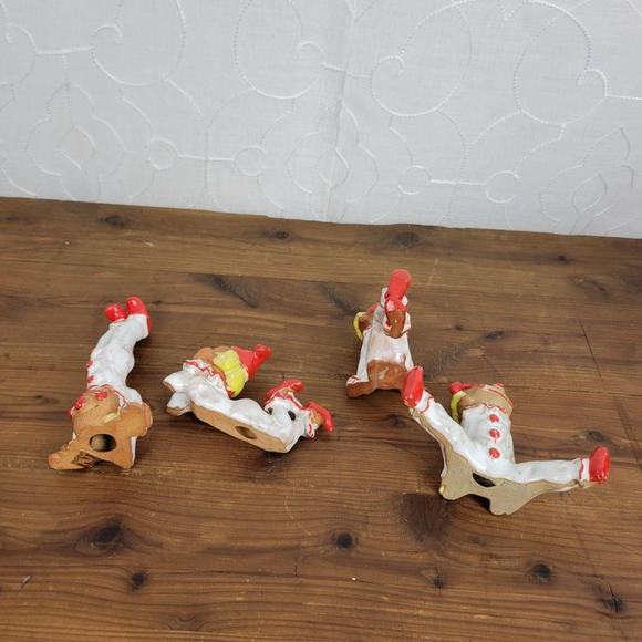 Napco Ware Clowns 5" White Red Hand Painted Clay Circus Figurines Set of 4 - Picture 2 of 6